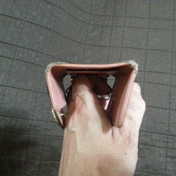 Vintage Gucci Key Holder Gold Heart Monogram Canvas Denim Tan Pink Snap - Picture 8 of 15